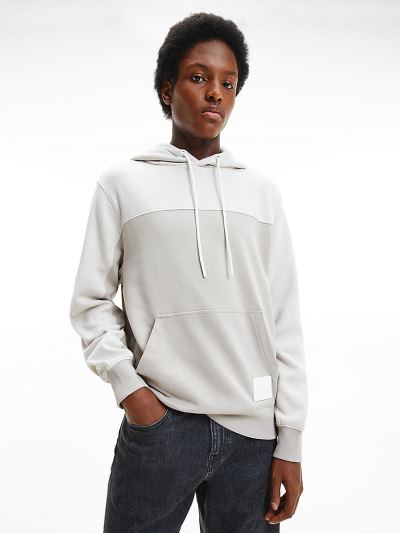 Calvin Klein Ruhák HU560102 | Calvin Klein Organic Cotton Two-Tone Férfi Kapucnis Pulóver Fehér / Bé